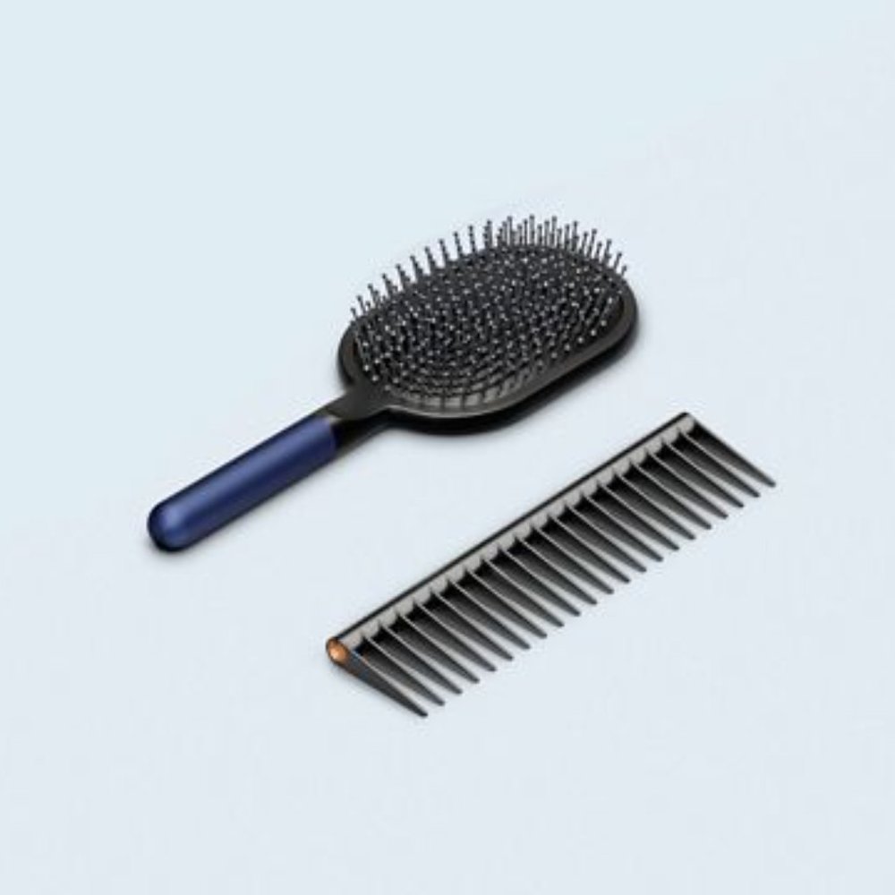 Dyson Detangling Comb and Paddle Brush in Prussian Blue